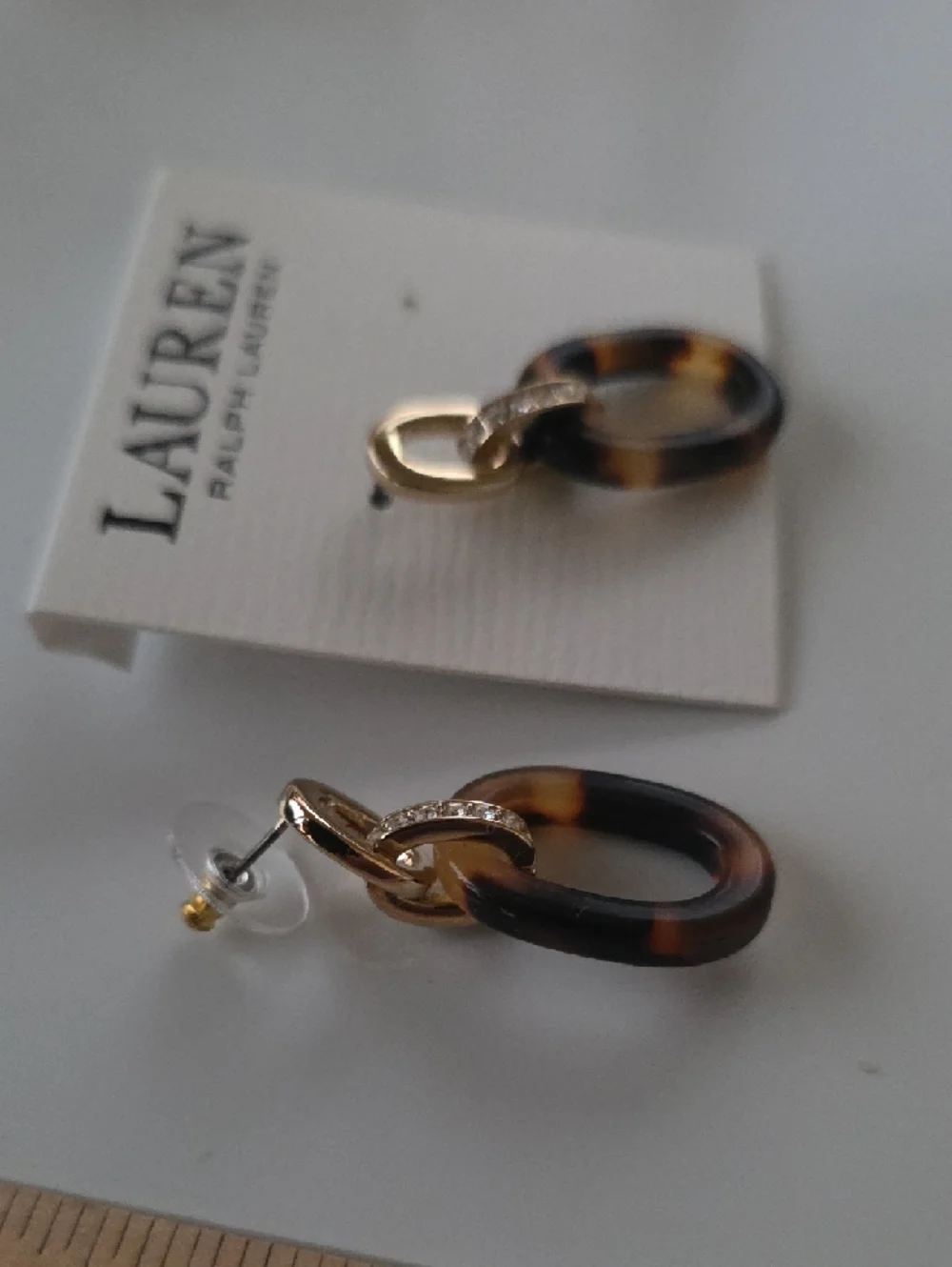 Lauren Ralph Lauren‎ Gold-Tone Earrings with Tortoiseshell Loops